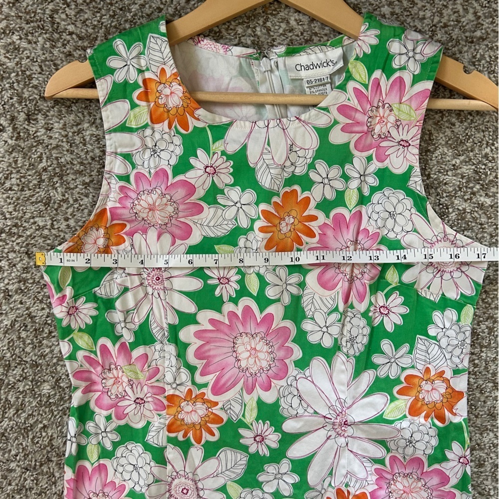Chadwicks Green Floral Mini Dress Vintage Retro Preppy 60s 70s 12 - Picture 5 of 6